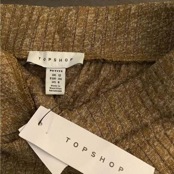 Topshop Ribbed Flare Pants Copper/tan Sz 8 petite NWT - Picture 7 of 9